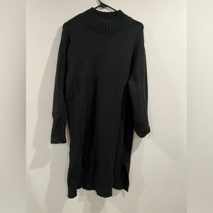H&M black knit dress with slit. Size s